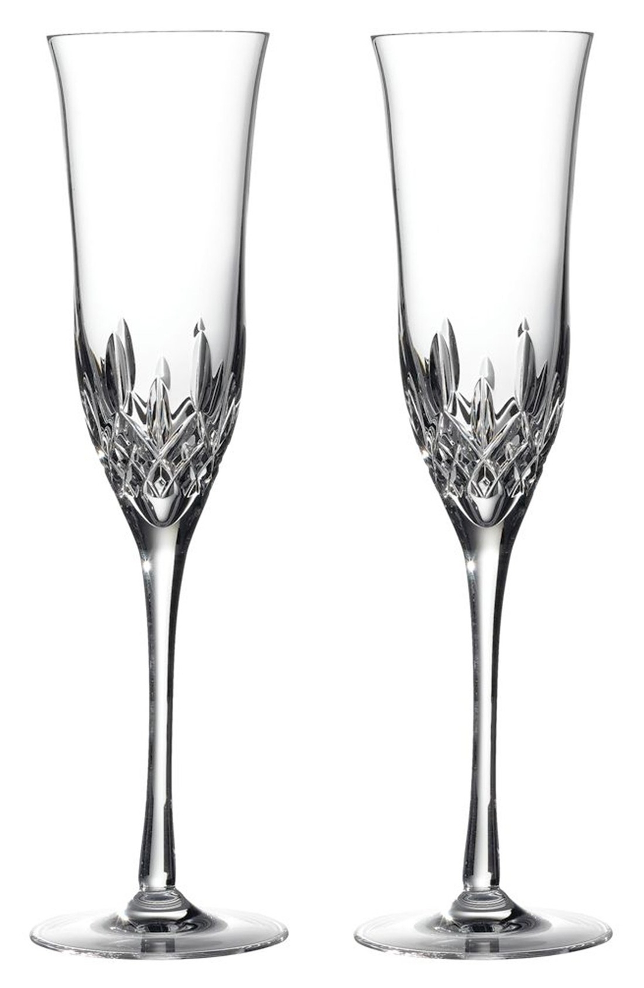 Waterford Lismore Essence Set of 2 Lead Crystal Champagne Flutes - Clear