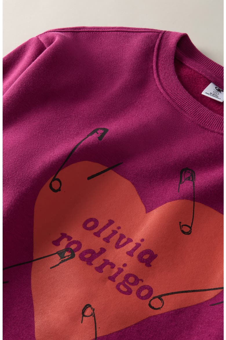 Kids' Graphic Crewneck Sweatshirt, Alternate, color, PURPLE FUCHSIA OLIVIA