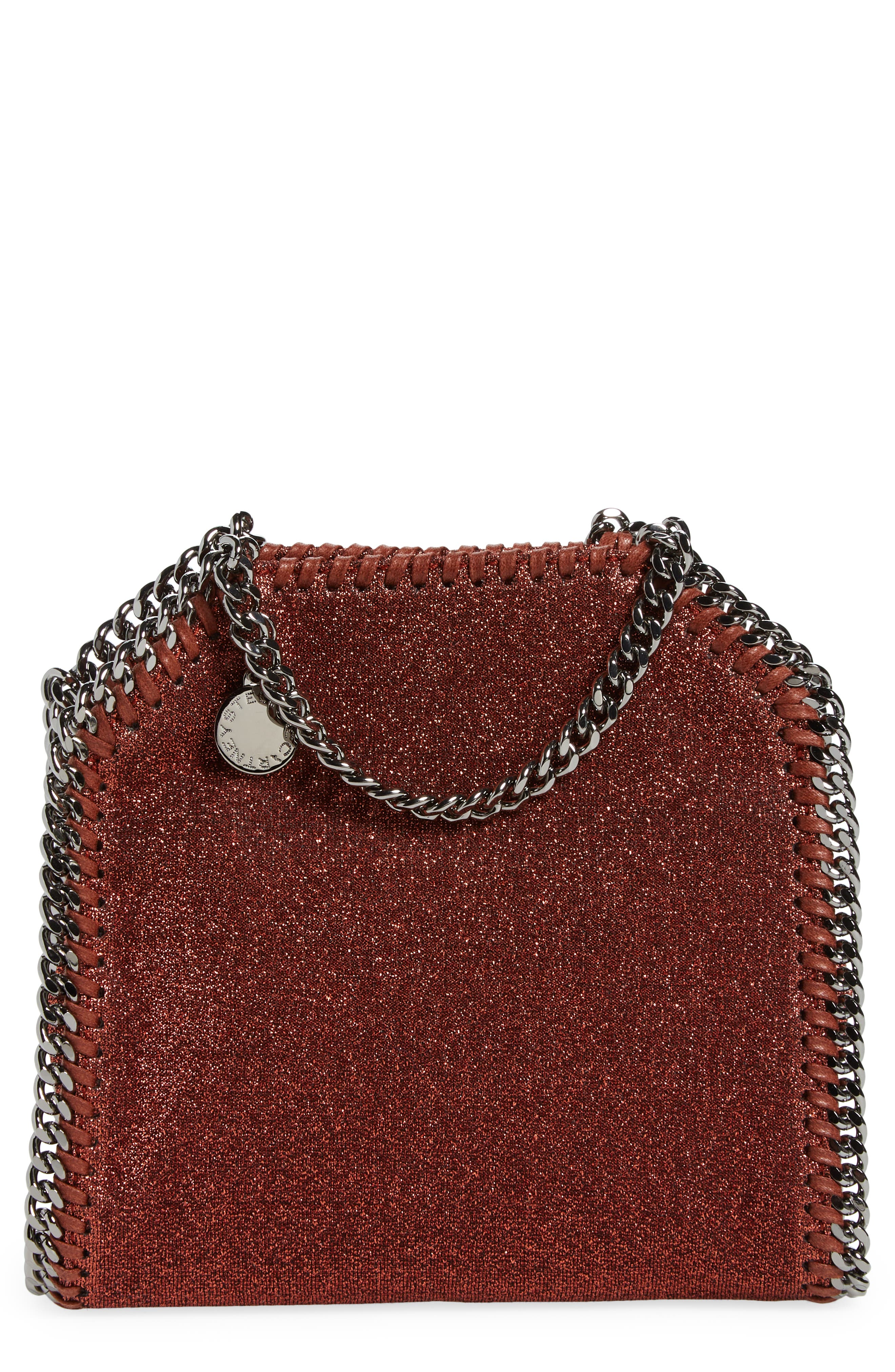 Stella McCartney Tiny Falabella Metallic Crossbody Bag, Main, color, 