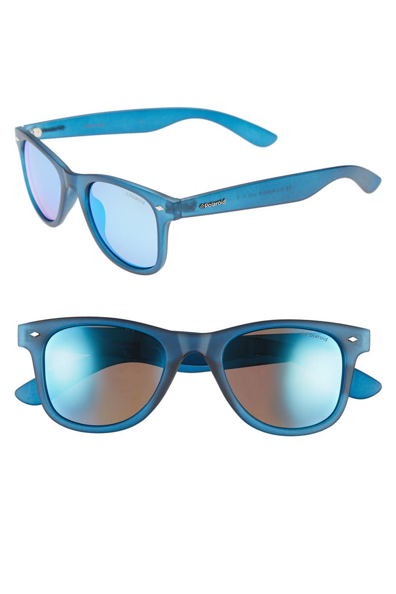 '6009SM' 50mm Polarized Retro Sunglasses, Main, color, BLUE TRANSPARENT/ BLUE MORROR