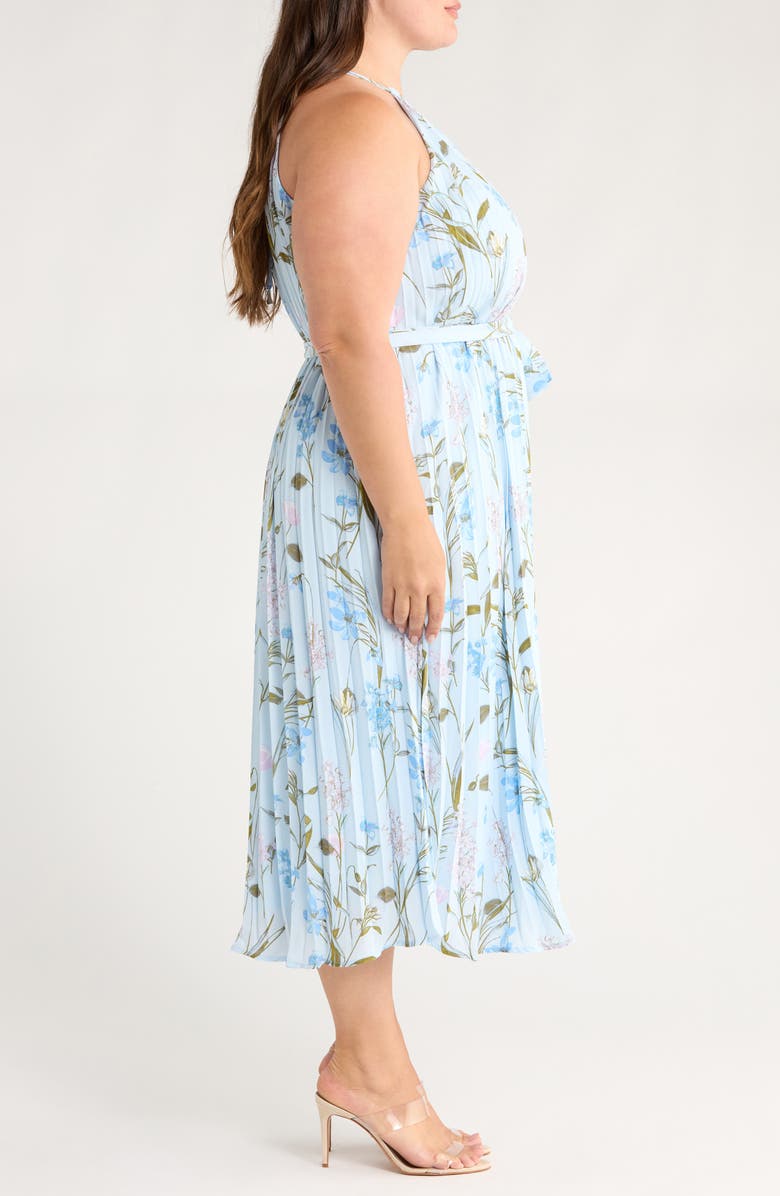 SUGARLIPS Leida Floral Pleat Midi Dress, Alternate, color, Baby Blue