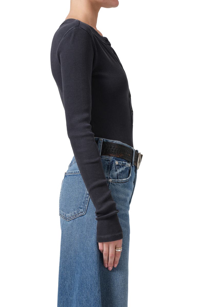Citizens of Humanity Varra Long Sleeve Henley, Alternate, color, Charcoal Mineral