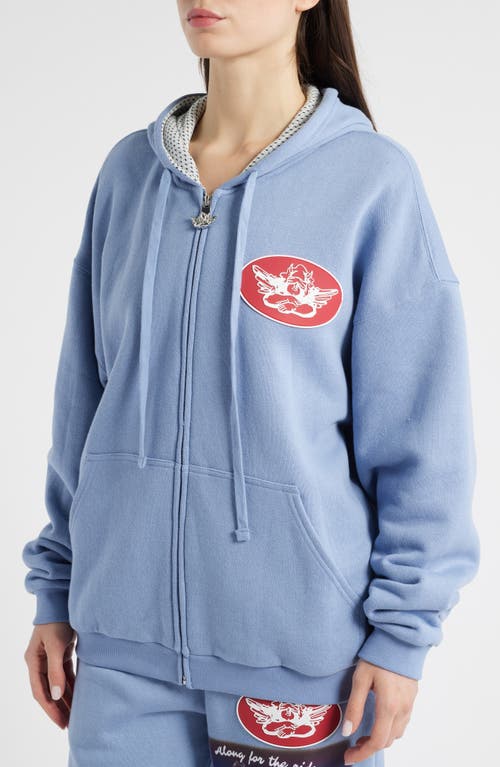 Boys Lie Along The Ride Harley Zip Hoodie In Blue