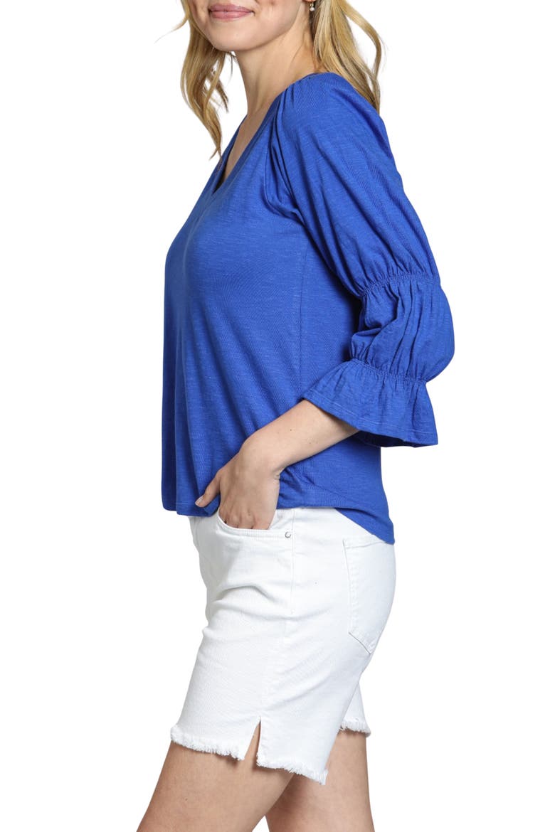 Renaissance Sleeve Cotton Slub Top, Alternate, color, DAZZLING BLUE
