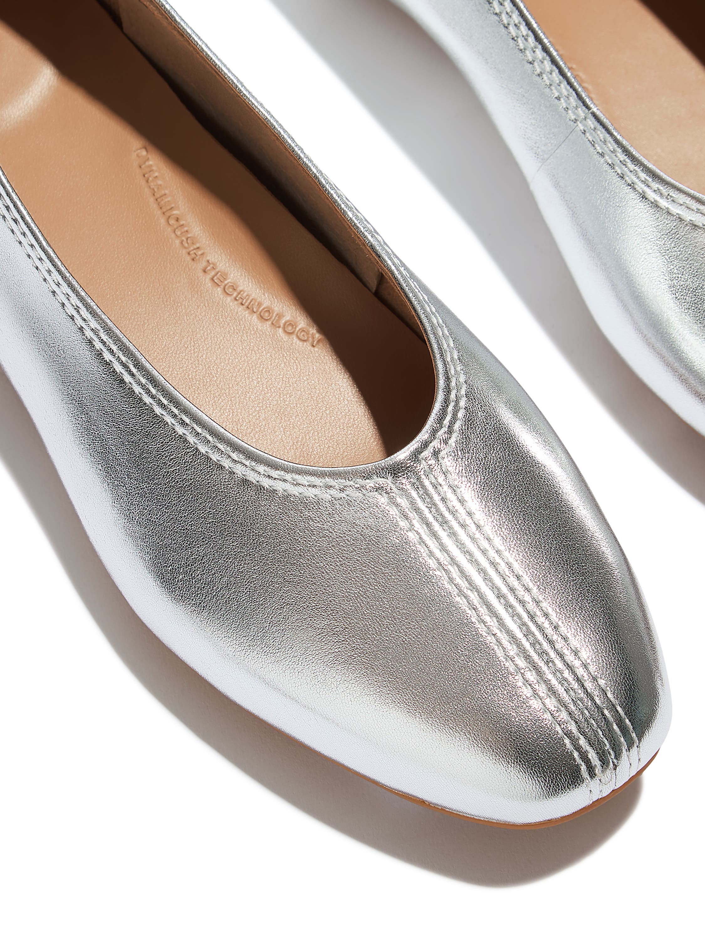 FitFlop Delicato High Cut Soft Leather Ballet Flats, Alternate, color, Silver