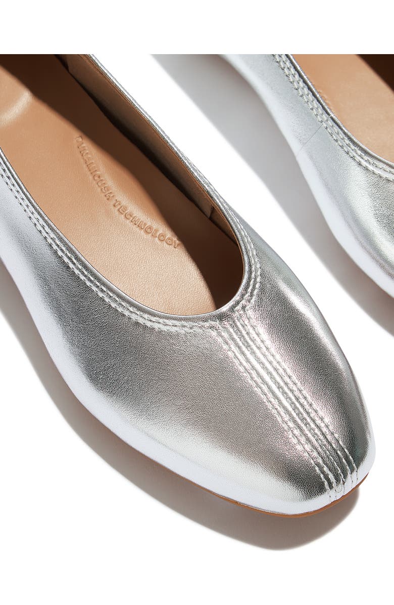FitFlop Delicato High Cut Soft Leather Ballet Flats, Alternate, color, Silver