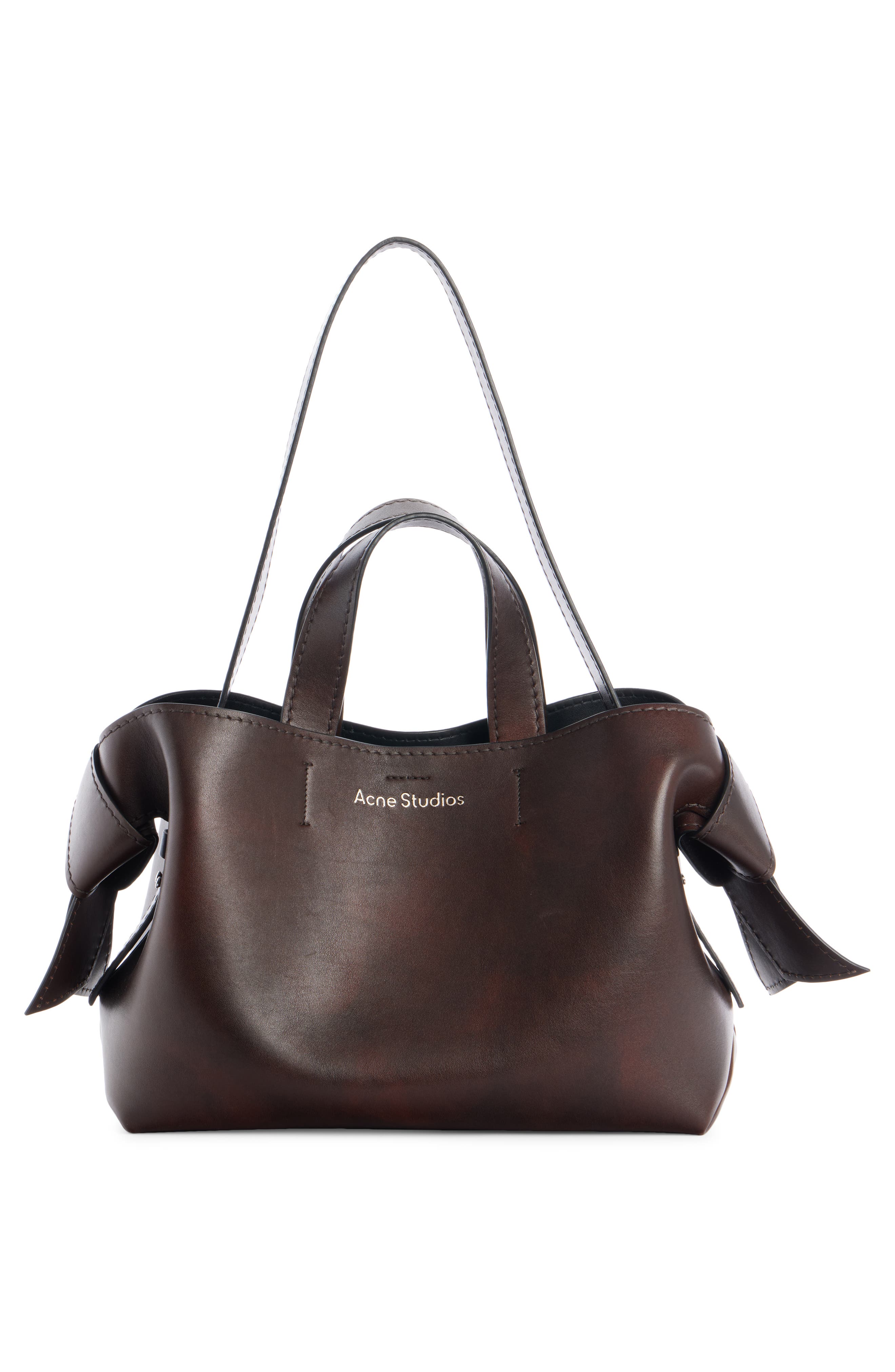 Acne Studios Musubi Leather Tote, Alternate, color, Dark Brown