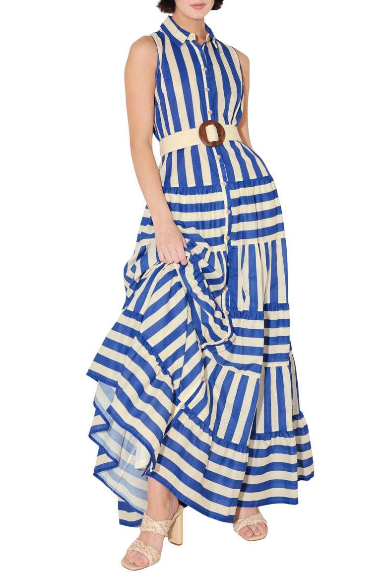 Stripe Sleeveless Maxi Dress, Main, color, BLUE/ IVORY