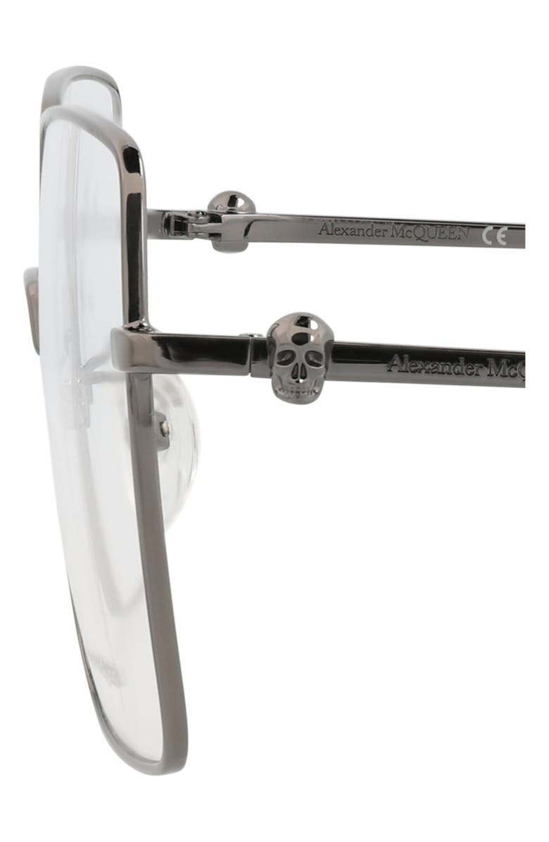 McQueen 57mm Square Optical Glasses, Alternate, color, Ruthenium Transparent