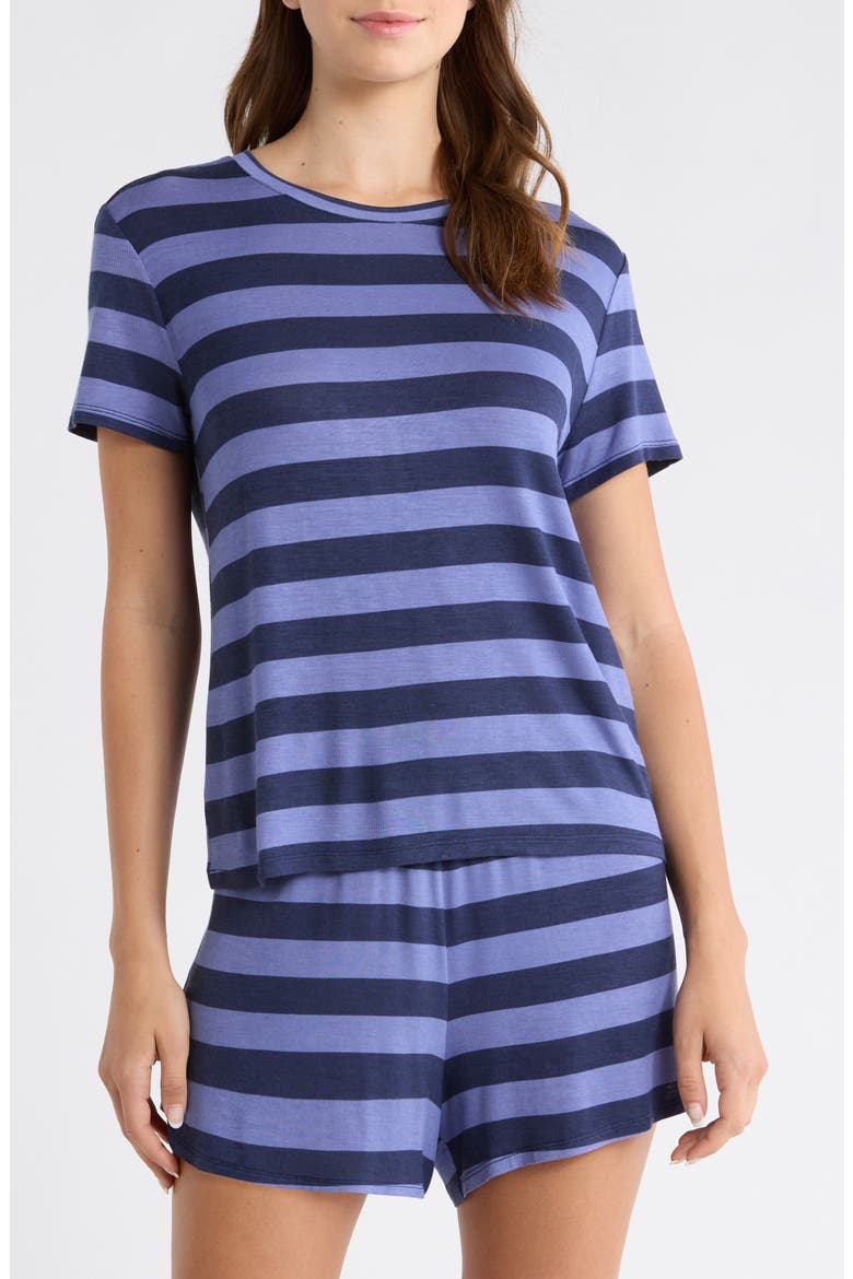 Jersey Shortie Pajamas, Main, color, NAVY PREPPIE STRIPE