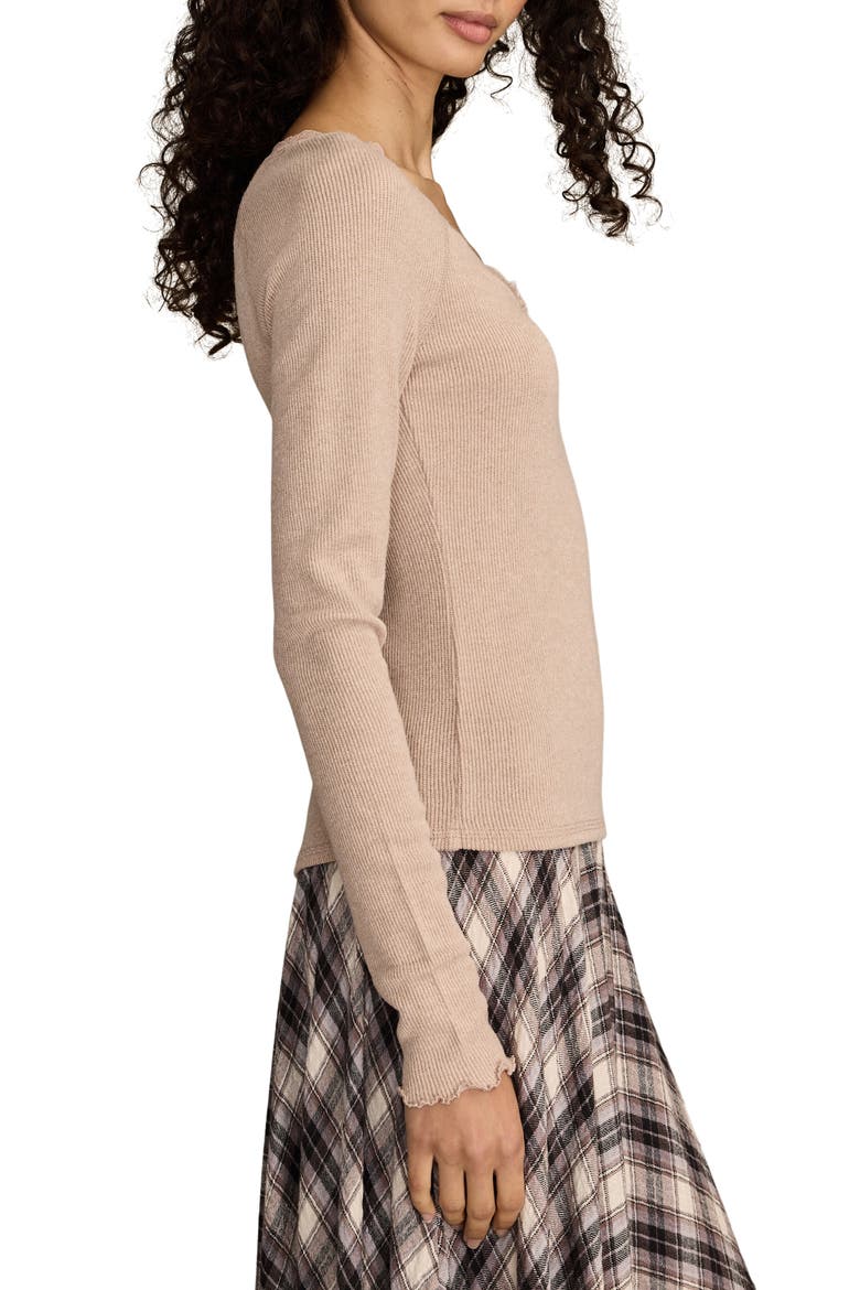 Lace Trim Henley Top, Alternate, color, GINGER SNAP