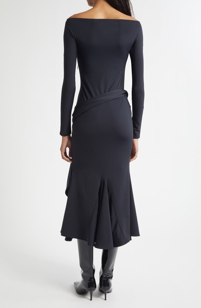 CONNER IVES Shell Belt Long Sleeve Mermaid Dress, Alternate, color, Black