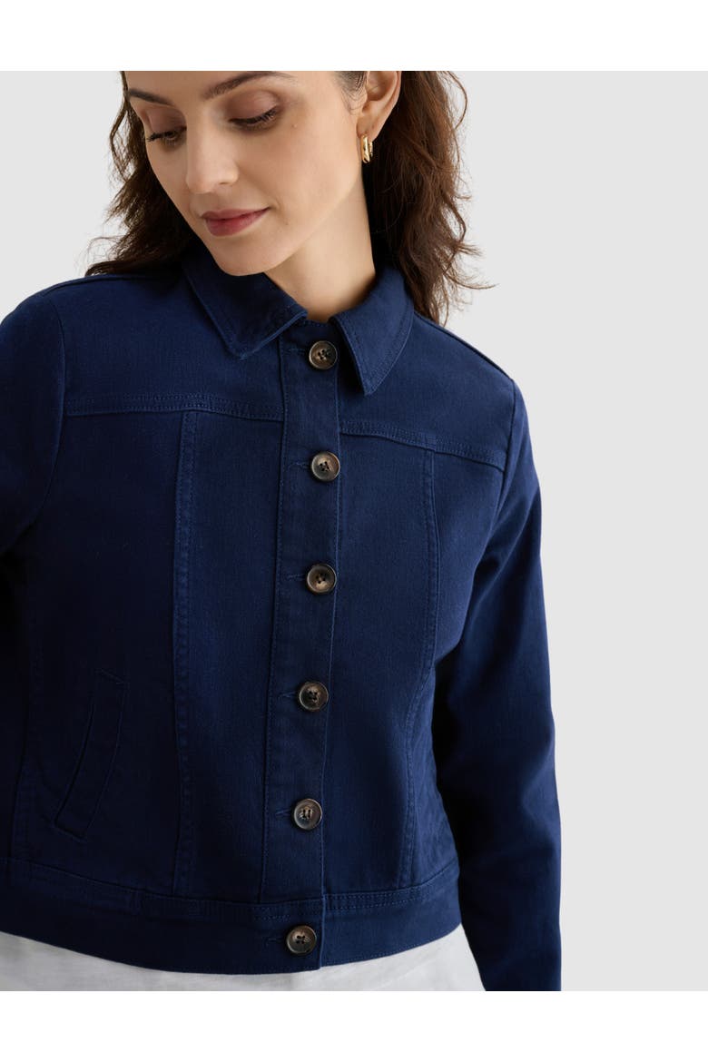 Selborne Boxy Cropped Denim Jacket, Alternate, color, Hobbs Navy