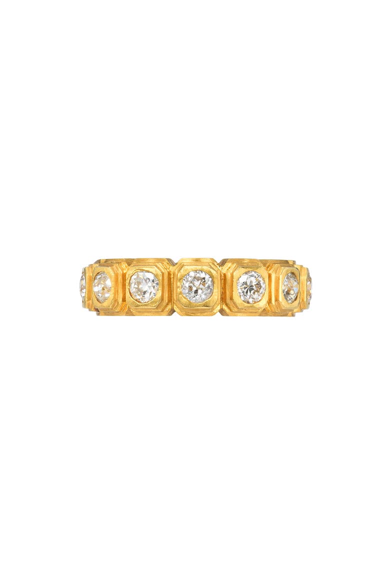 Ziggurat Bezel Set Diamond Eternity Band, Main, color, YELLOW GOLD