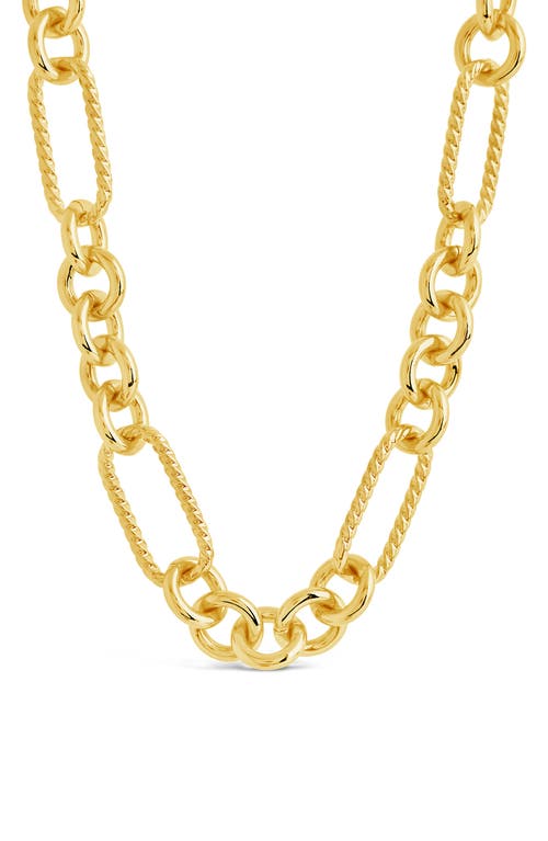 Sterling Forever Fianna Mixed Link Chain Necklace In Gold
