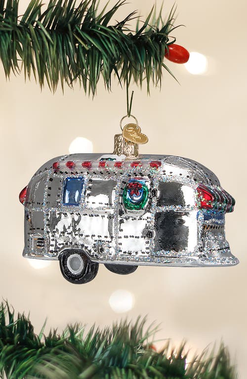 Old World Christmas Retro Trailer Ornament In Silver