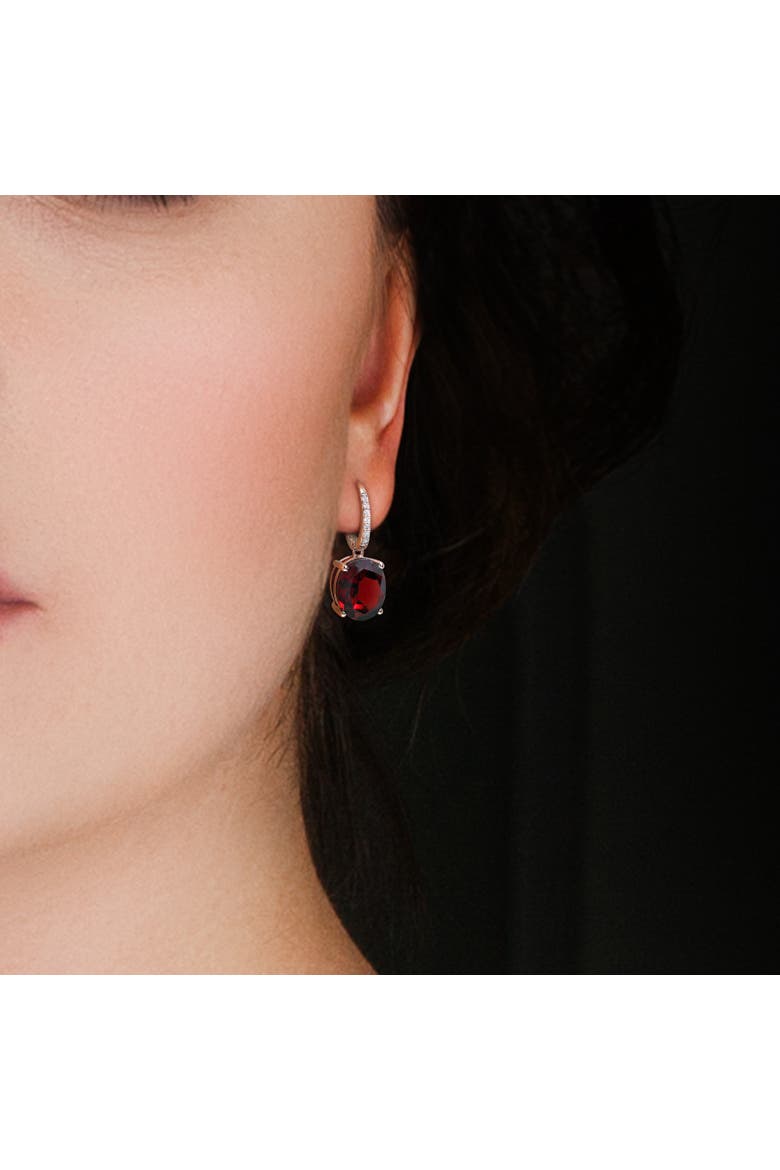 Gemstone & Diamond Oval Drop Earrings 14K, Alternate, color, Garnet/Rose Gold