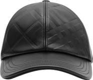 Burberry Embossed Check Leather Baseball Cap