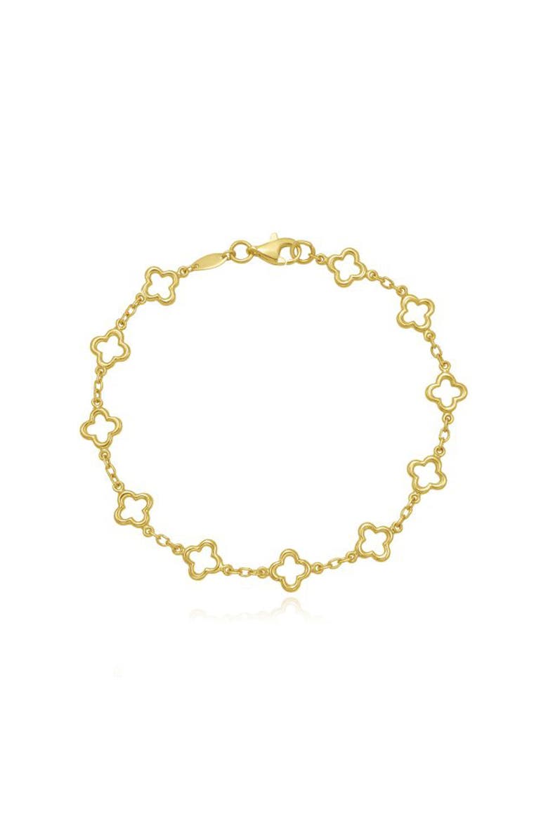 The Lovery Fine Jewelry Mini Gold Open Clover Bracelet, Main, color, Yellow Gold