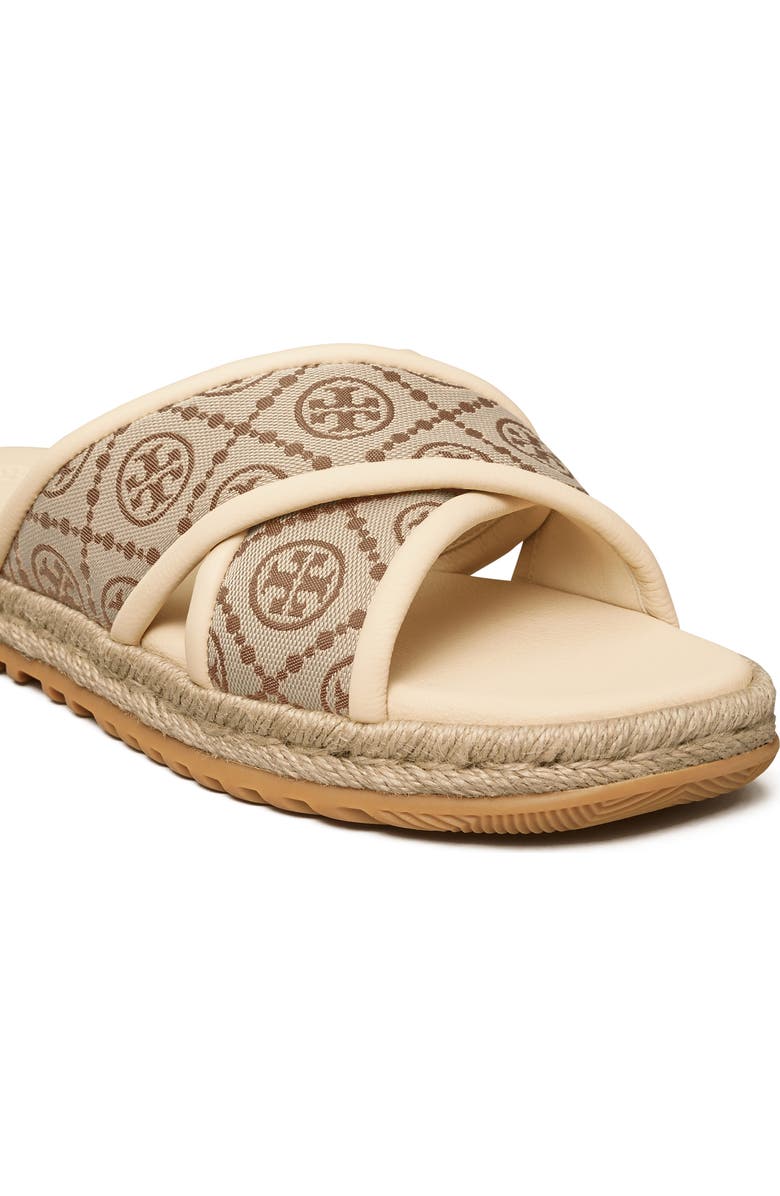 Tory Burch T Monogram Cross Espadrille Slide Sandal, Alternate, color,