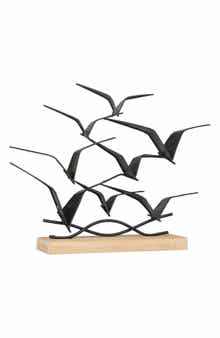 GINGER BIRCH STUDIO Black Metal Coastal Bird Sculpture