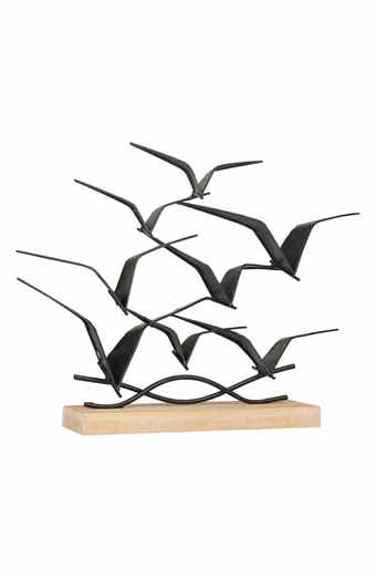 GINGER BIRCH STUDIO Black Metal Coastal Bird Sculpture