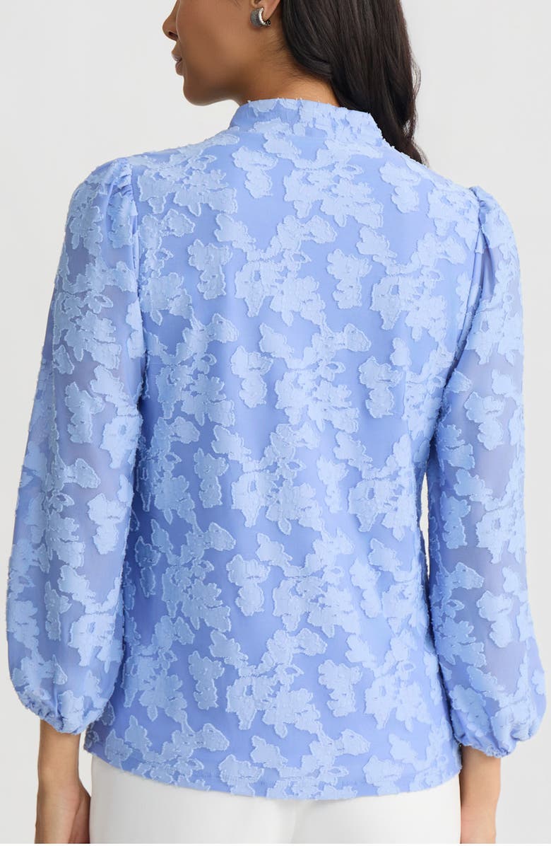 KASPER Burnout Floral Woven Shirt, Alternate, color, Paris Bleu