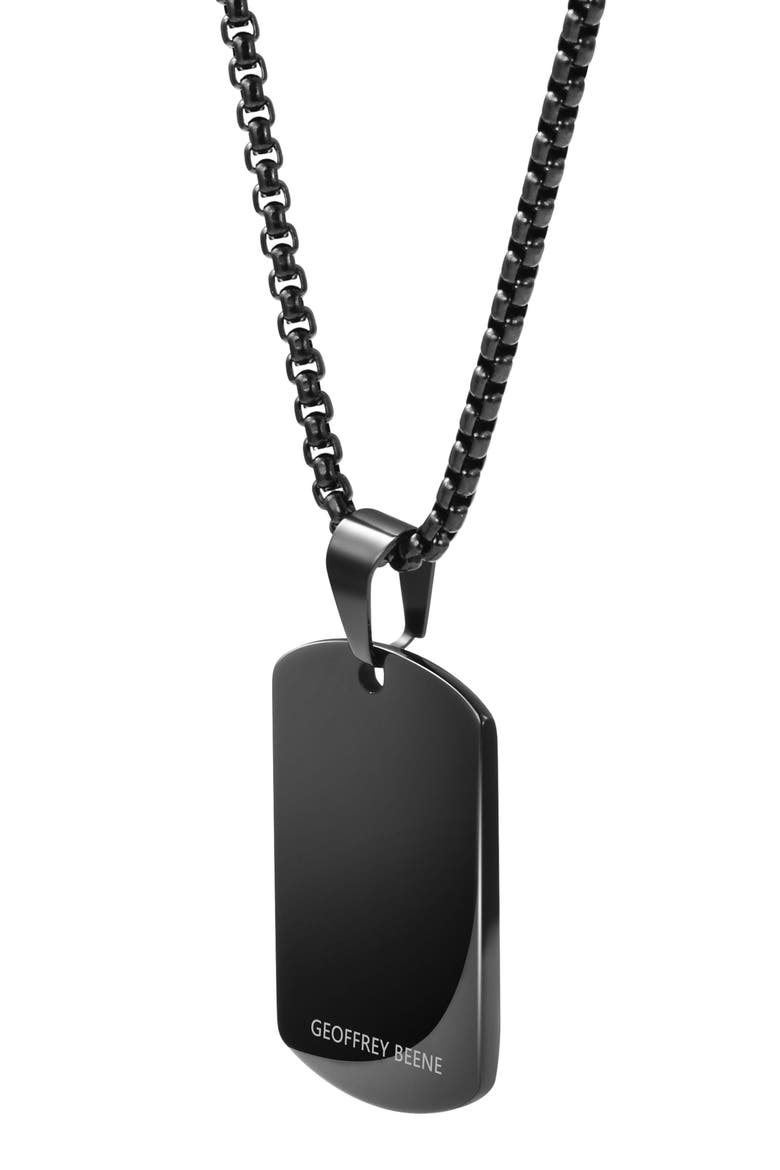 Men's Stainless Steel Textured Dog Tag Pendant Necklace, Alternate, color, BLACK