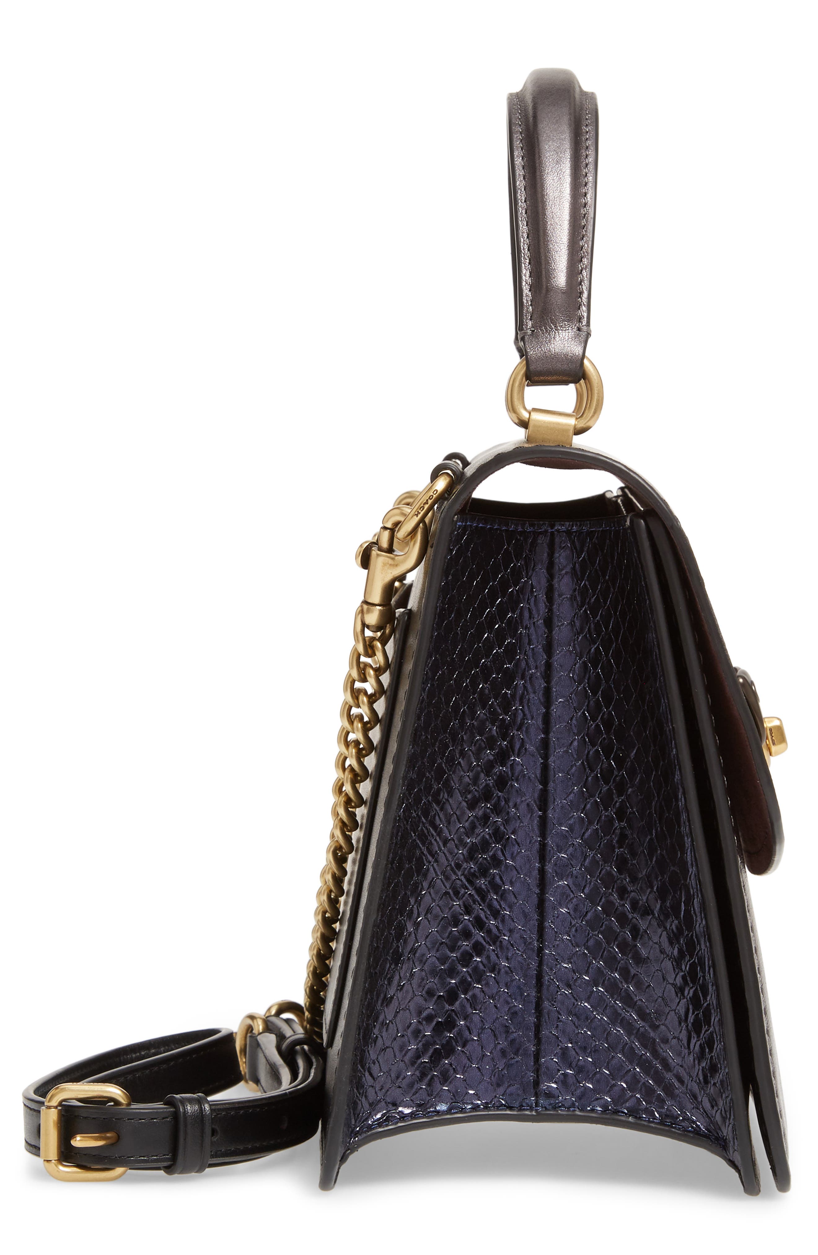 COACH Parker Leather & Genuine Snakeskin Shoulder Bag, Alternate, color, 