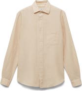 MANGO Classic Fit Linen & Cotton Button-Up Shirt