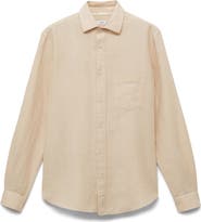 MANGO Classic Fit Linen & Cotton Button-Up Shirt
