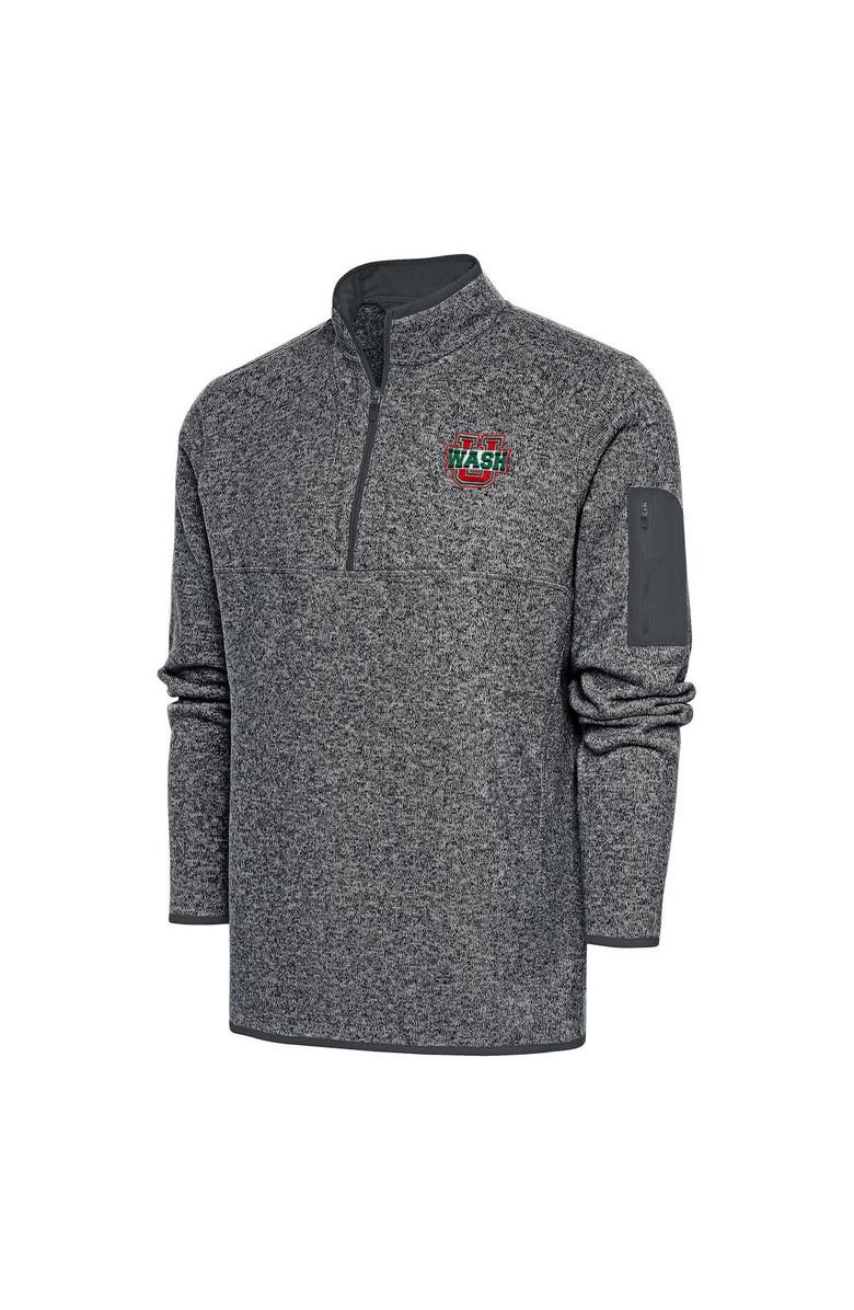 ANTIGUA Men's Antigua  Heather Charcoal Washington-St. Louis  Fortune Quarter-Zip Pullover Jacket, Main, color, 