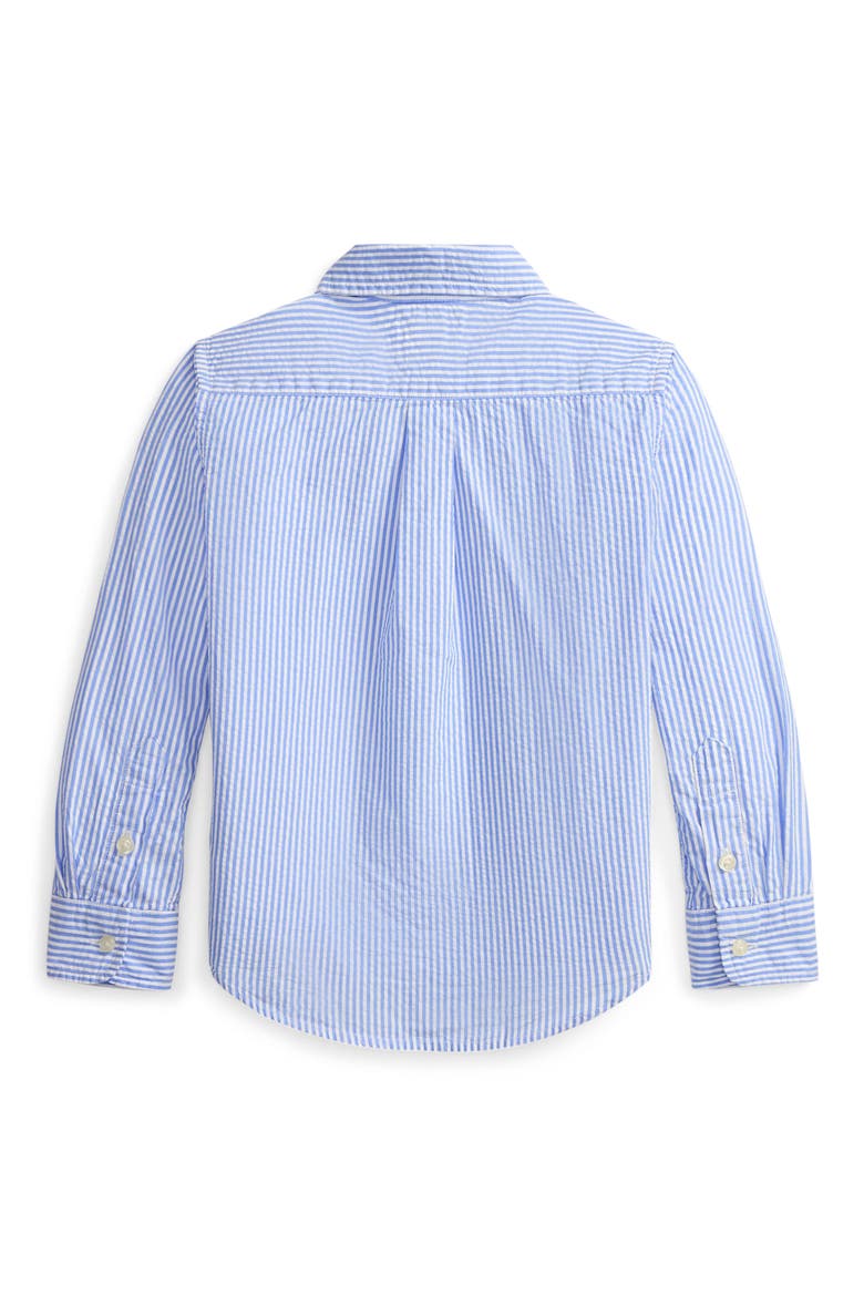 Kids' Stripe Cotton Seersucker Button-Down Shirt, Alternate, color, BLUE/WHT