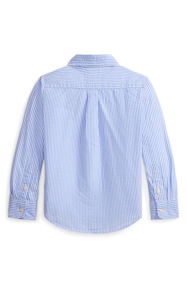 Polo Ralph Lauren Kids' Stripe Cotton Seersucker Button-Down Shirt, Alternate, color, Blue White