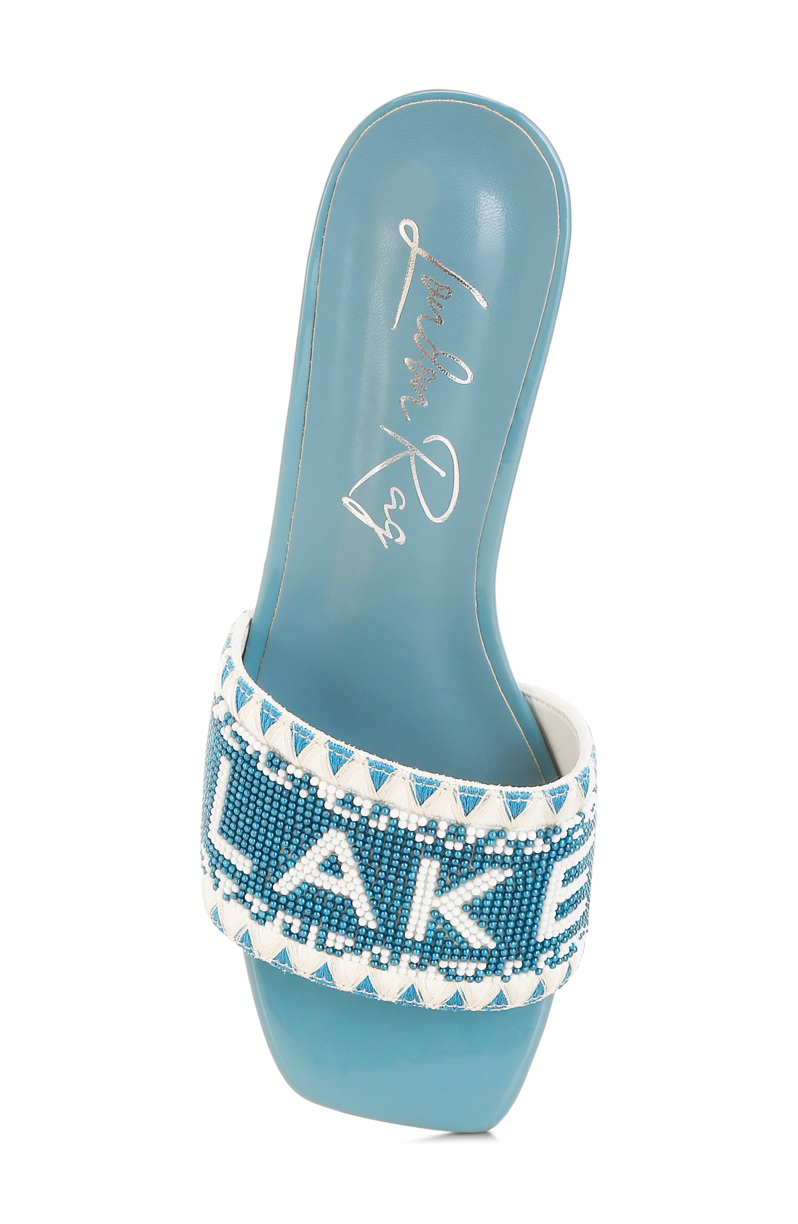 LONDON RAG Vacay Babe Lake Como Beaded Slide Sandal, Alternate, color, Blue