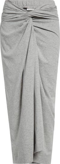 【Dries Van Noten】 Herchive ノットミディスカート グレー Dries Van Noten Herchive Knotted Cotton Jersey Midi Skirt