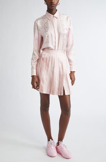 Treasure Print Silk Button-Up Shirt