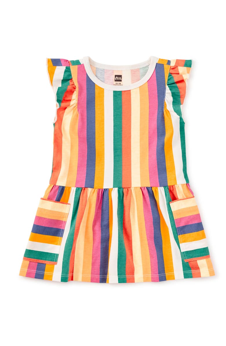 Tea Collection Flutter Sleeve Pocket Dress, Alternate, color, Painted Tropical Fruit