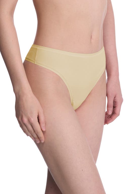 Natori Bliss Bare Stretch Cotton Thong In Yellow