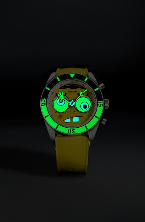 Spinnaker Fleuss 'spongebob Squarepants™' Rubber Strap Chronograph Watch, 43mm In Yellow
