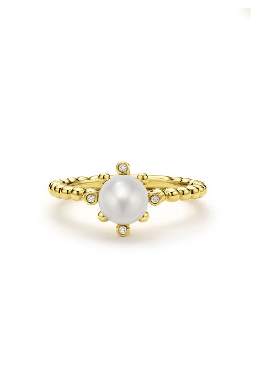 Lagos 18k Luna Fleur Pearl Floral Ring In Gold