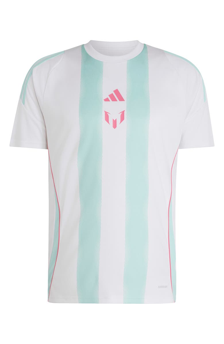 adidas Messi Performance Training Jersey, Alternate, color, White/ Semi Flash Aqua