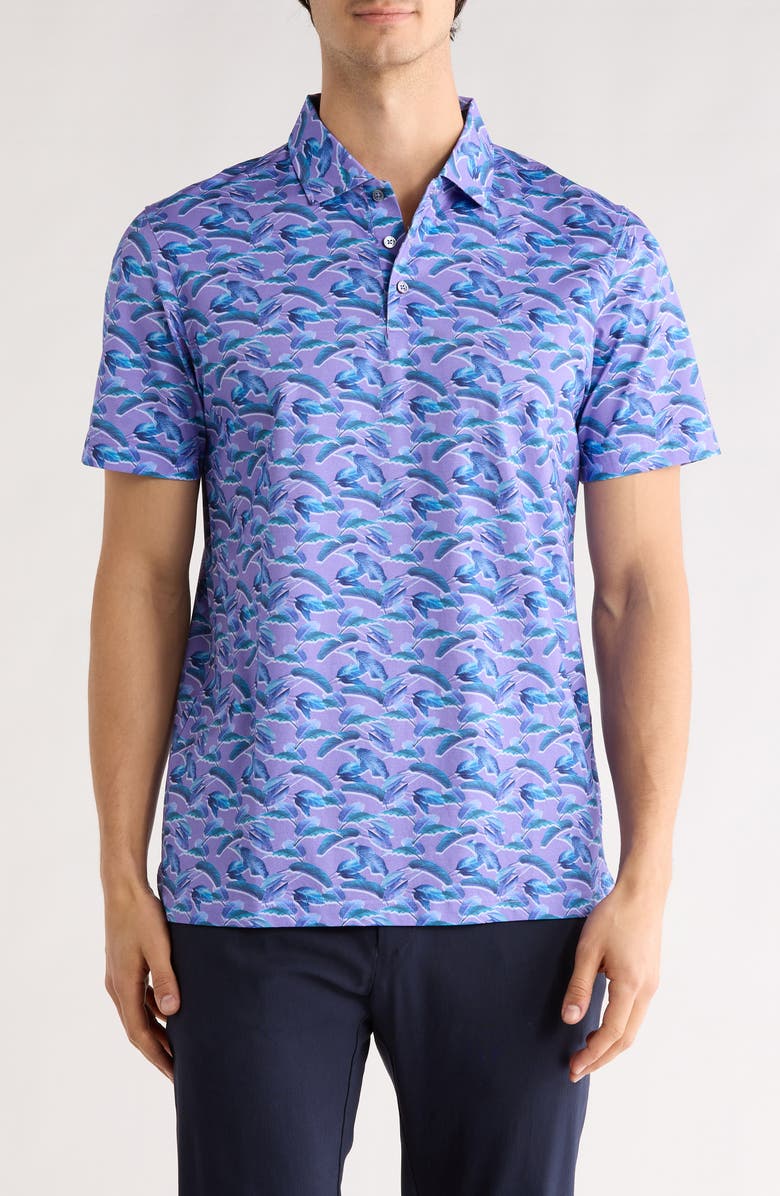 Bugatchi Print OoohCotton<sup>®</sup> Knit Polo, Main, color, Orchid