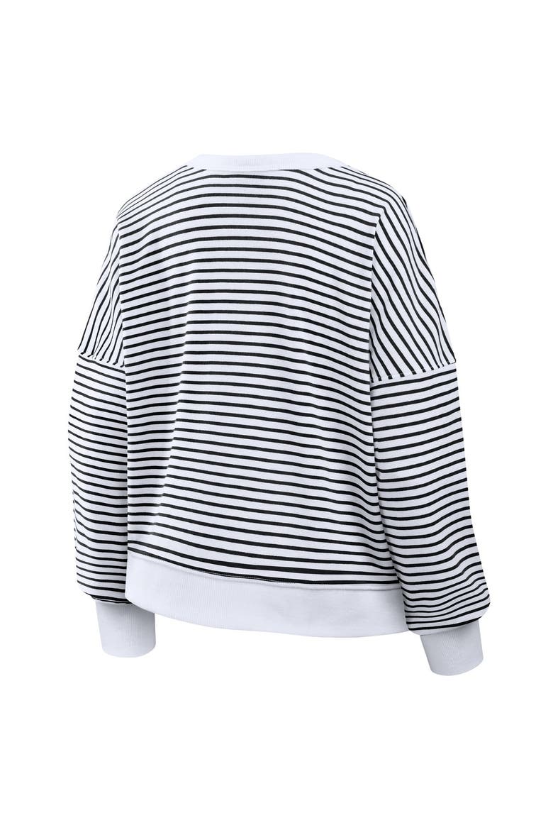 Women's Fanatics White/Black Philadelphia Eagles Striped Oversized French Terry Sweatshirt, Alternate, color, White