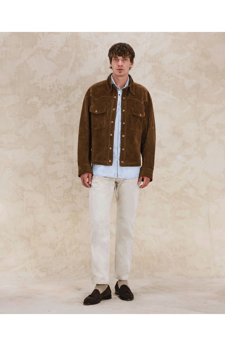 Fortela Buzz Suede Leather Jacket, Alternate, color, Brown