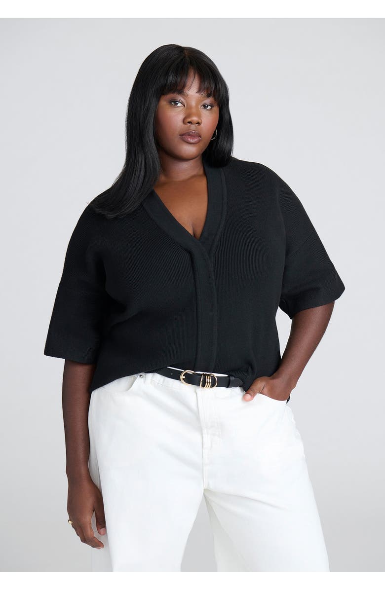 ELOQUII Wide Sleeve Sweater, Main, color, Black Onyx