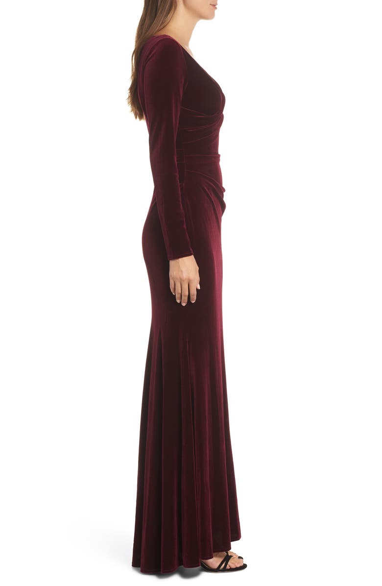 Vince Camuto Velvet Gown, Alternate, color, Burgundy