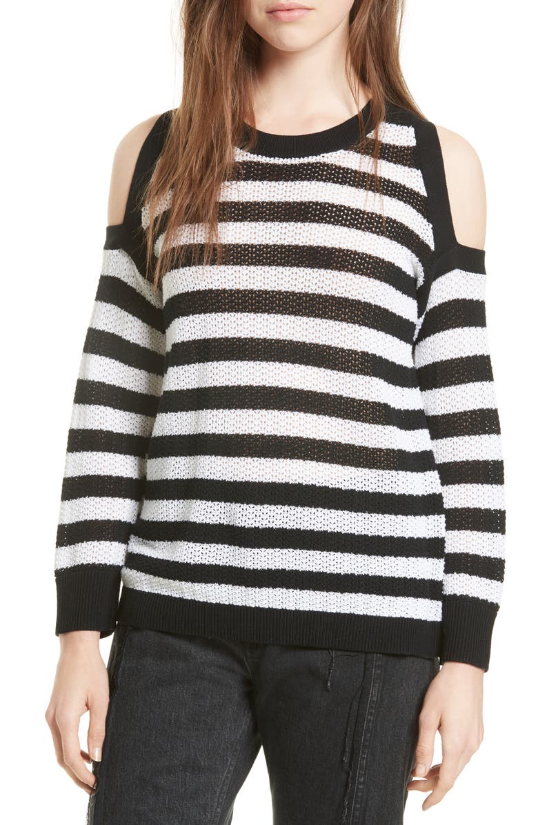 rag & bone/JEAN Tracey Cold Shoulder Cotton Sweater, Main, color, 