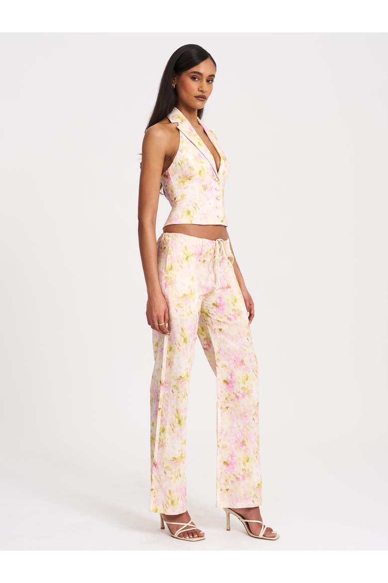 Laureen Floral Linen Straight Pants, Alternate, color, Pink Floral