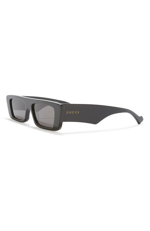 Gucci 54mm Rectangular Sunglasses In Black Black Brown